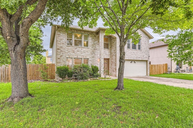 1171 Southern Pl, Round Rock, TX 78665 - view of front of property with an attached garage, brick siding, driveway, and fence
