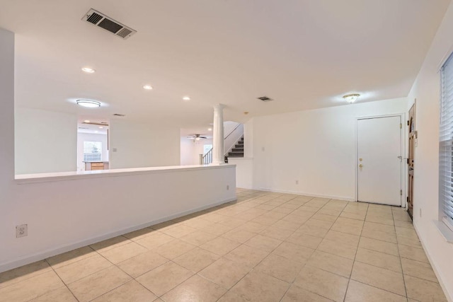 1171 Southern Pl, Round Rock, TX 78665 - empty room featuring baseboards, recessed lighting, stairway, and visible vents