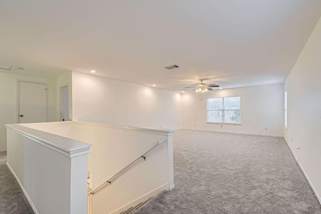 1171 Southern Pl, Round Rock, TX 78665 - spare room featuring visible vents, recessed lighting, light carpet, a ceiling fan, and baseboards