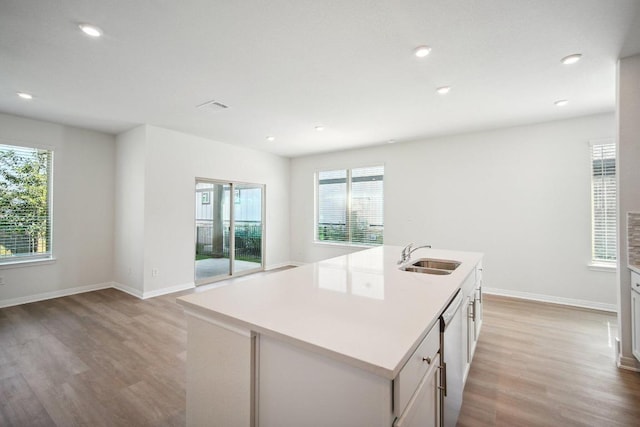 kitchen featuring a sink, a wealth of natural light, and light wood-style floors