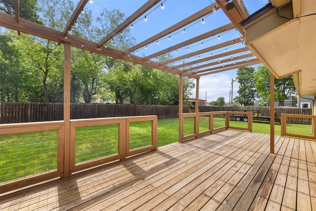 216 Lizzie St, Taylor, TX 76574 - wooden deck with a fenced backyard and a pergola