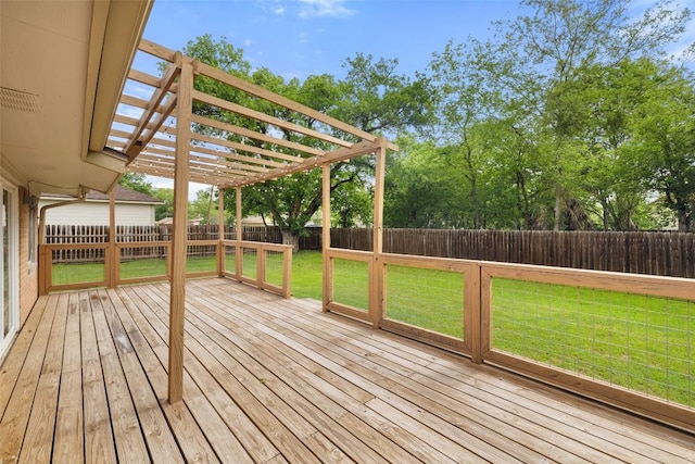216 Lizzie St, Taylor, TX 76574 - deck featuring a fenced backyard and a pergola