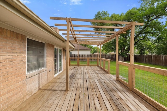 216 Lizzie St, Taylor, TX 76574 - wooden terrace featuring a fenced backyard and a pergola