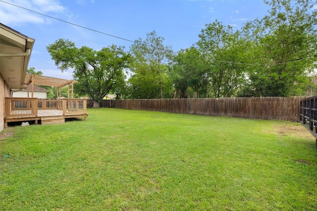 216 Lizzie St, Taylor, TX 76574 - fenced backyard with a deck and a pergola