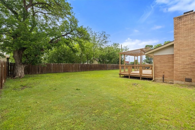 216 Lizzie St, Taylor, TX 76574 - fenced backyard with a wooden deck