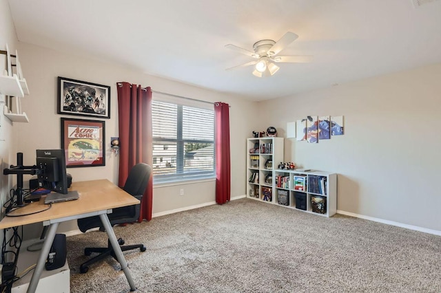 338 Liberty St, Hutto, TX 78634 - office space with carpet flooring, baseboards, and a ceiling fan