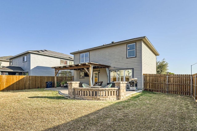 338 Liberty St, Hutto, TX 78634 - rear view of property with a pergola, a patio area, and a fenced backyard