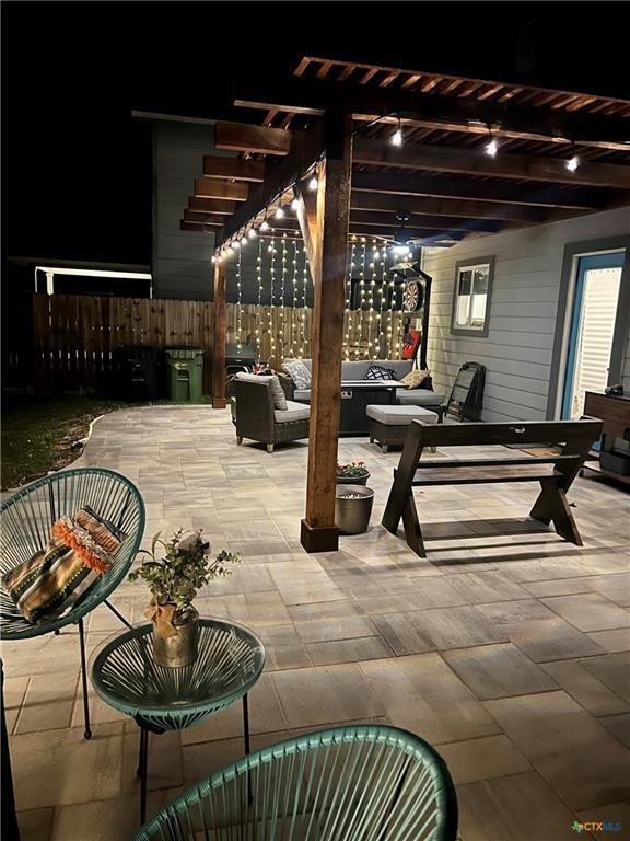 338 Liberty St, Hutto, TX 78634 - view of patio / terrace featuring a pergola and outdoor lounge area