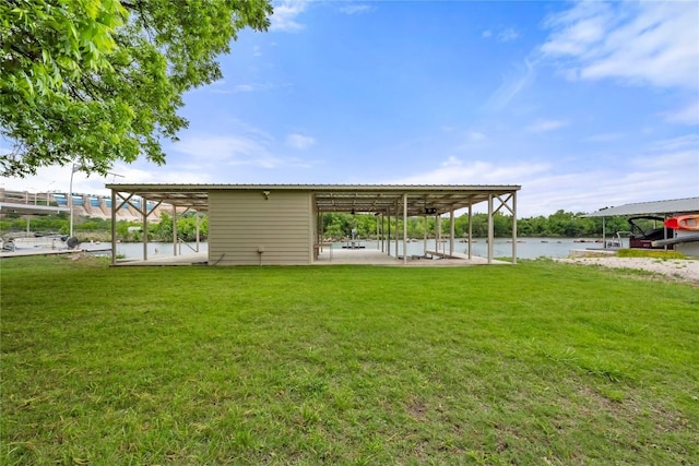 exterior space featuring a water view