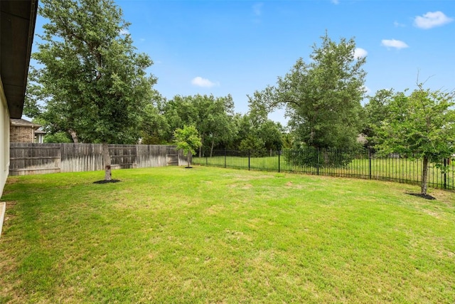 view of yard featuring a fenced backyard