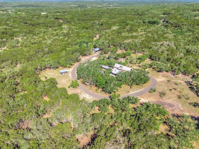 bird's eye view with a view of trees