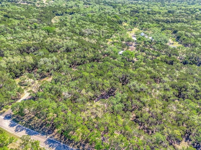 drone / aerial view featuring a view of trees