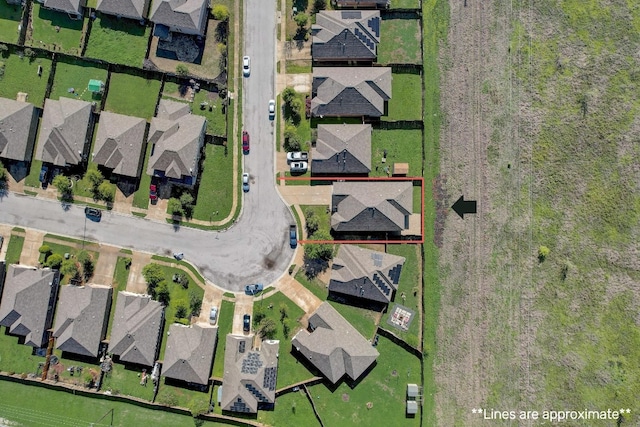 bird's eye view with a residential view