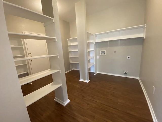 330 Mistletoe Ln, Kyle, TX 78640 - laundry room with wood finished floors, electric dryer hookup, laundry area, gas dryer hookup, and hookup for a washing machine