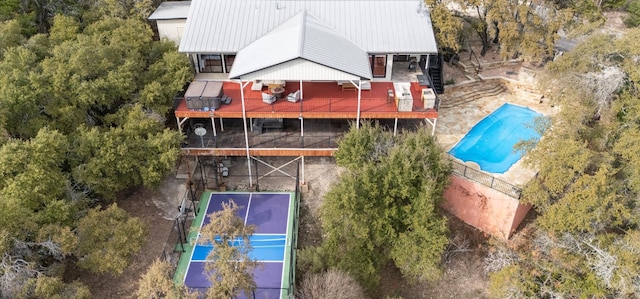 6714 Mtn Trl, Austin, TX 78732 - view from above of property with a pool