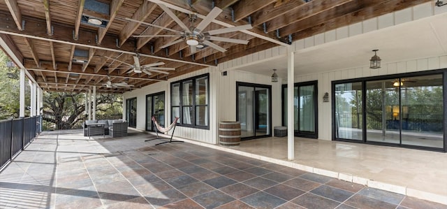 6714 Mtn Trl, Austin, TX 78732 - view of patio / terrace with a ceiling fan and outdoor lounge area
