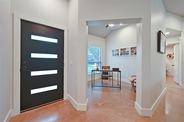 3108 Jubilee Trl, Austin, TX 78748 - entrance foyer with baseboards, a ceiling fan, and concrete floors