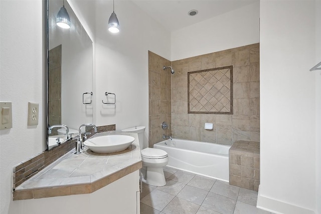 3007 Windsor Rd Unit B, Austin, TX 78703 - full bath featuring toilet, shower / bath combination, tile patterned floors, and vanity