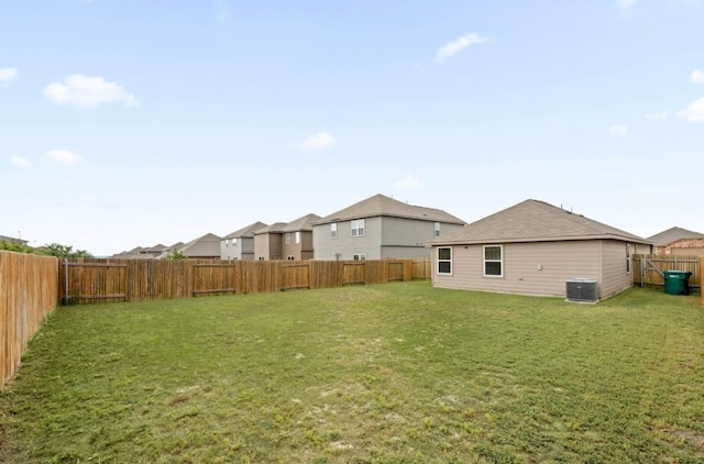 18720 Speculator Ln, Elgin, TX 78621 - view of yard featuring a fenced backyard and central AC