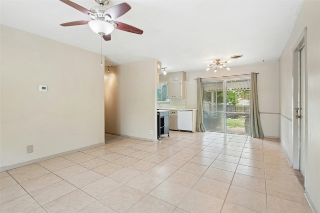 7000 Miranda Dr, Austin, TX 78752 - unfurnished living room with light tile patterned floors and a ceiling fan