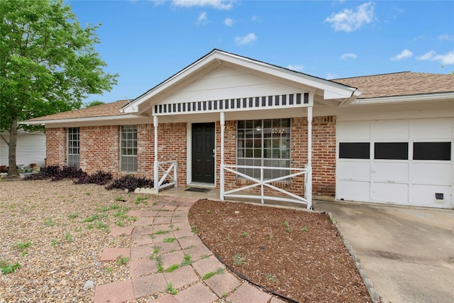 7000 Miranda Dr, Austin, TX 78752 - ranch-style house featuring an attached garage, brick siding, roof with shingles, and driveway