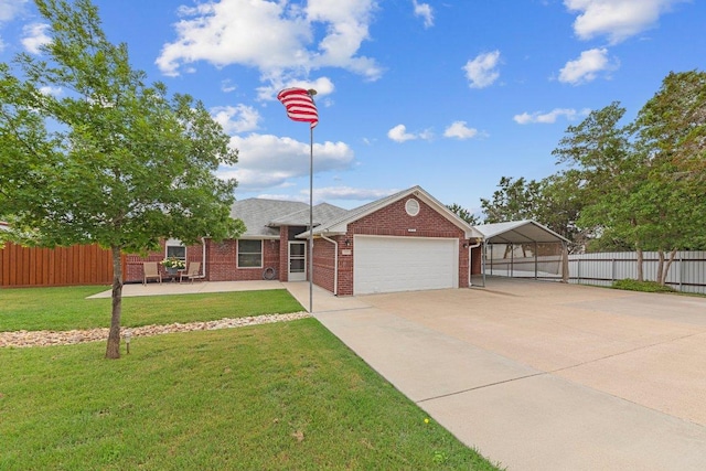 5315 Denmans Loop, Belton, TX 76513 - ranch-style home featuring an attached garage, driveway, fence, and a carport