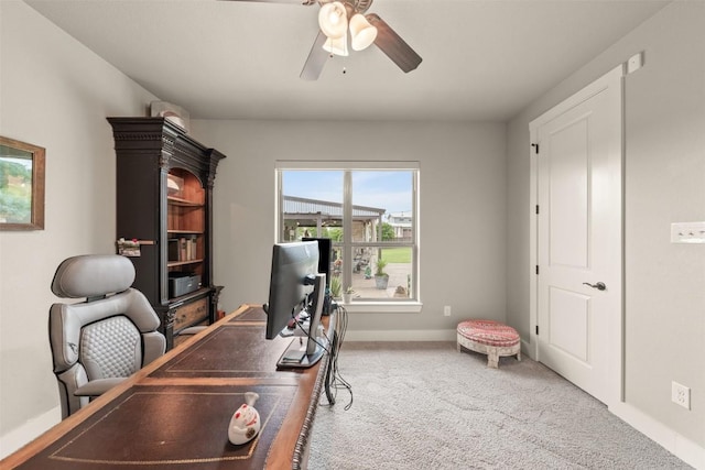 413 Creekside Dr, Salado, TX 76571 - carpeted office space with baseboards and a ceiling fan