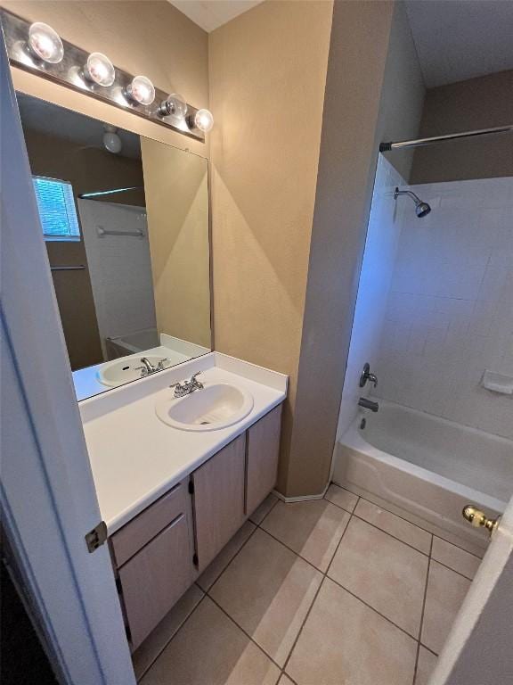 9625 Sugar Hill Dr, Austin, TX 78748 - full bathroom with tile patterned flooring, vanity, and bathtub / shower combination