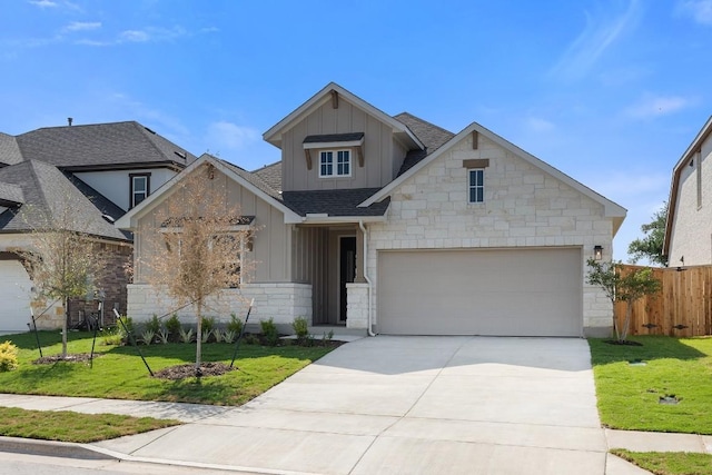 1108 Snowdrop Dr, Georgetown, TX 78628 - view of front facade featuring board and batten siding, stone siding, roof with shingles, and driveway