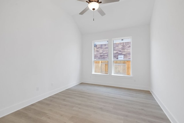 1108 Snowdrop Dr, Georgetown, TX 78628 - unfurnished room featuring ceiling fan, lofted ceiling, and light wood finished floors