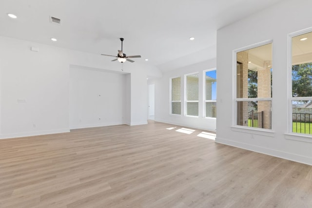 1108 Snowdrop Dr, Georgetown, TX 78628 - empty room featuring light wood-style flooring, a ceiling fan, and recessed lighting