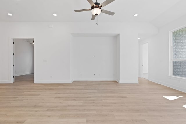 1108 Snowdrop Dr, Georgetown, TX 78628 - spare room featuring ceiling fan, light wood-type flooring, and recessed lighting