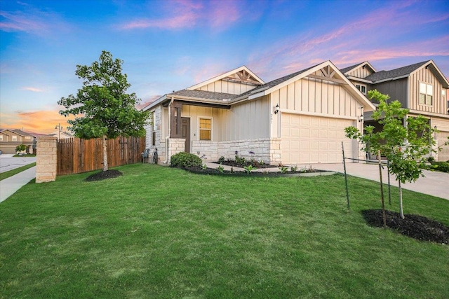 201 Cascata Way, Liberty Hill, TX 78642 - view of front facade with an attached garage, board and batten siding, driveway, stone siding, and roof with shingles