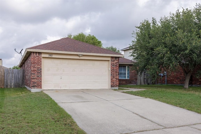 3117 Edmonton Dr, Corpus Christi, TX 78414 - ranch-style home with a front lawn, brick siding, driveway, and fence