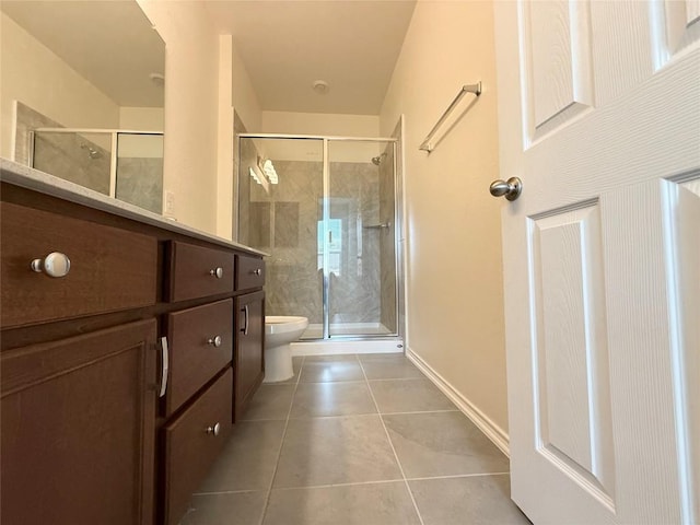 4482 Acerno St, Round Rock, TX 78665 - bathroom with tile patterned flooring, vanity, and a shower stall