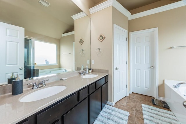7241 Dunns Point Dr, Corpus Christi, TX 78414 - full bathroom featuring a bath, crown molding, and a sink