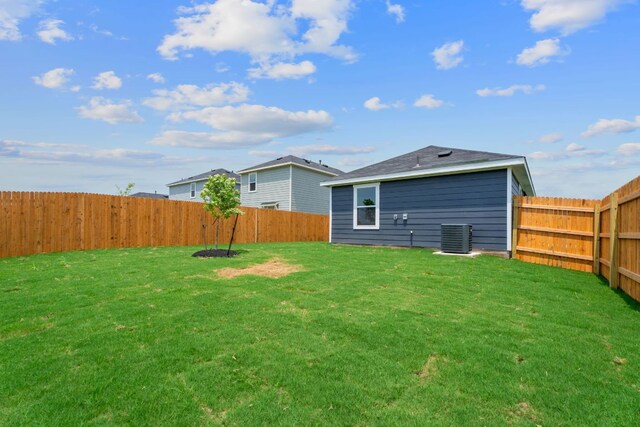 127 Safflower Dr, Uhland, TX 78640 - view of yard with central AC unit and a fenced backyard