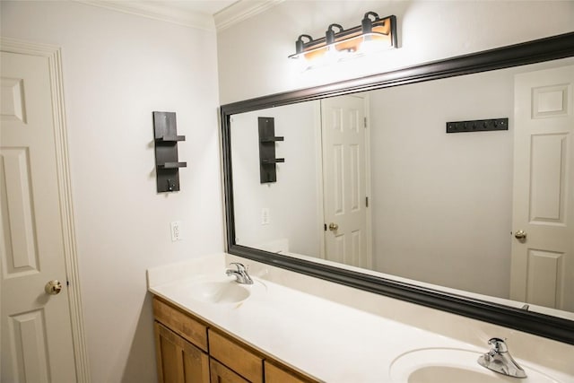 8660 Cedar Hill Rd, Brenham, TX 77833 - bathroom featuring double vanity and crown molding