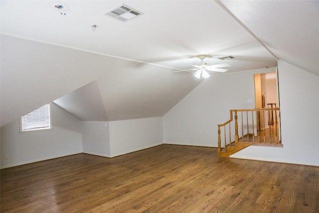 8660 Cedar Hill Rd, Brenham, TX 77833 - additional living space with lofted ceiling, wood finished floors, and a ceiling fan