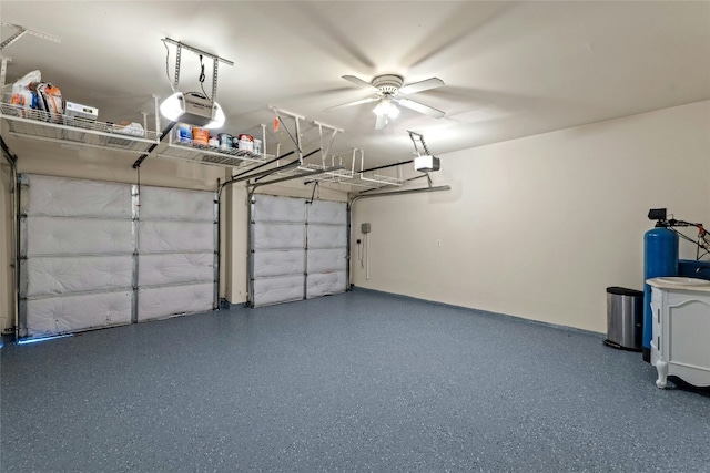 2509 Salorn Way, Round Rock, TX 78681 - garage featuring baseboards, a ceiling fan, and a garage door opener