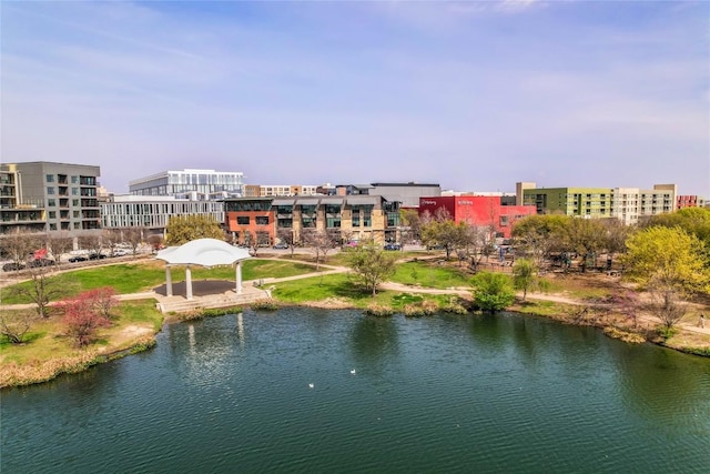 water view with a gazebo