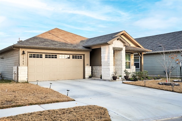 2945 Mill Run Bnd, Round Rock, TX 78665 - ranch-style house featuring concrete driveway, an attached garage, and roof with shingles