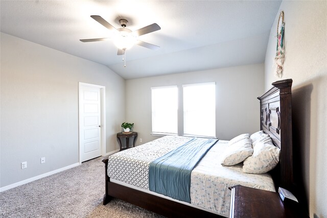 2945 Mill Run Bnd, Round Rock, TX 78665 - carpeted bedroom featuring baseboards, vaulted ceiling, and a ceiling fan