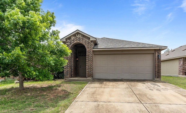 1021 Polmont Ct, Seguin, TX 78155 - view of front of house featuring concrete driveway, a shingled roof, brick siding, and an attached garage