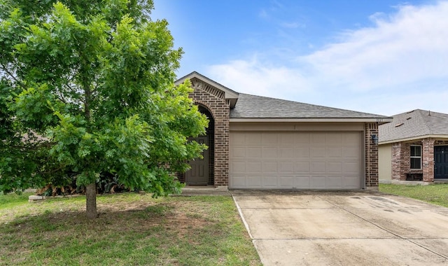 1021 Polmont Ct, Seguin, TX 78155 - ranch-style home with brick siding, driveway, a garage, and roof with shingles