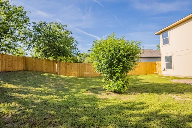view of yard featuring a fenced backyard
