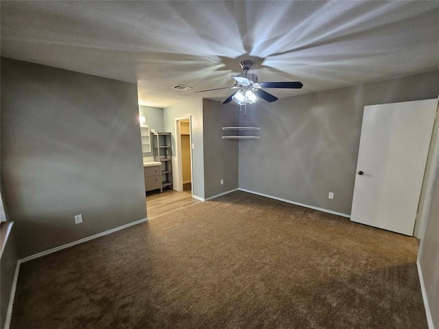 4402 Keota Dr, Austin, TX 78749 - empty room with a ceiling fan, baseboards, visible vents, and carpet floors