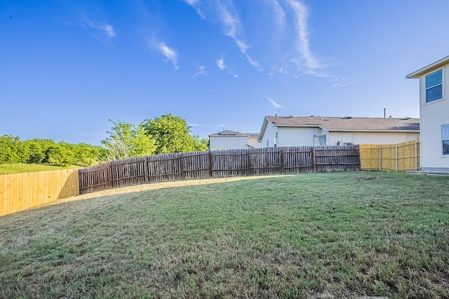 view of yard featuring a fenced backyard