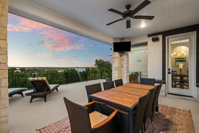 view of patio featuring a ceiling fan