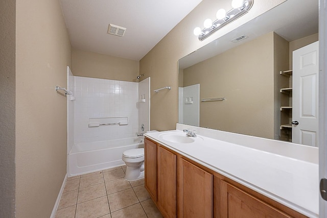 7725 Buckmeadow Dr, Georgetown, TX 78628 - full bath with toilet, vanity, tile patterned floors, bathing tub / shower combination, and baseboards